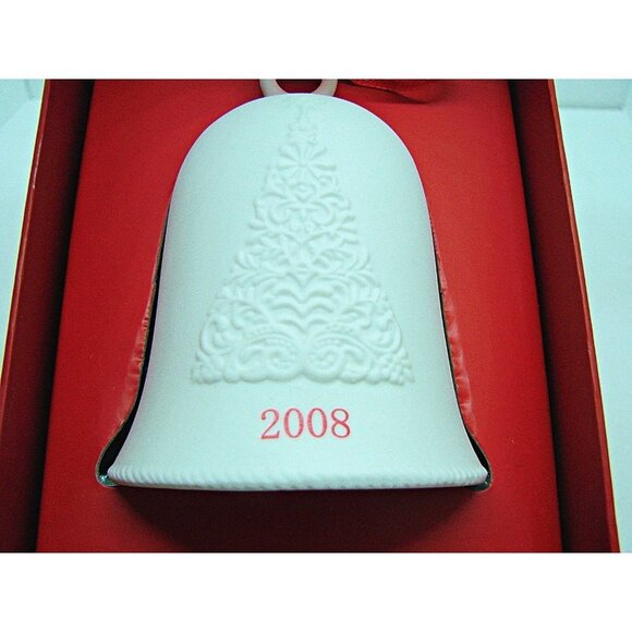 NEW Hallmark Collectible White Bell Porcelain Ornament Christmas Holiday 2008 IB - Picture 1 of 11